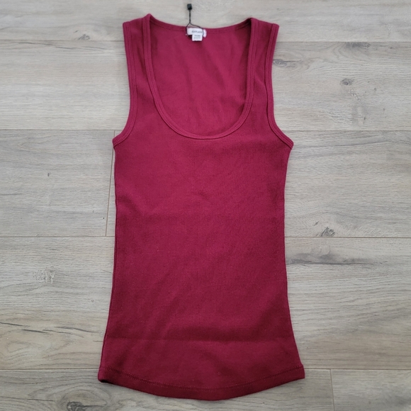 Garage Scoop Neck Ribbed Tank Top Sour Cherry Burgundy Maroon sz XS - Picture 4 of 5